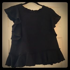The Limited Black Ruffle Top M